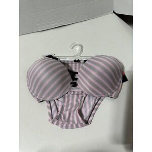 New York Elegance Padded Bra & Underwear Adjustable Racerback Lingerie Set 36C